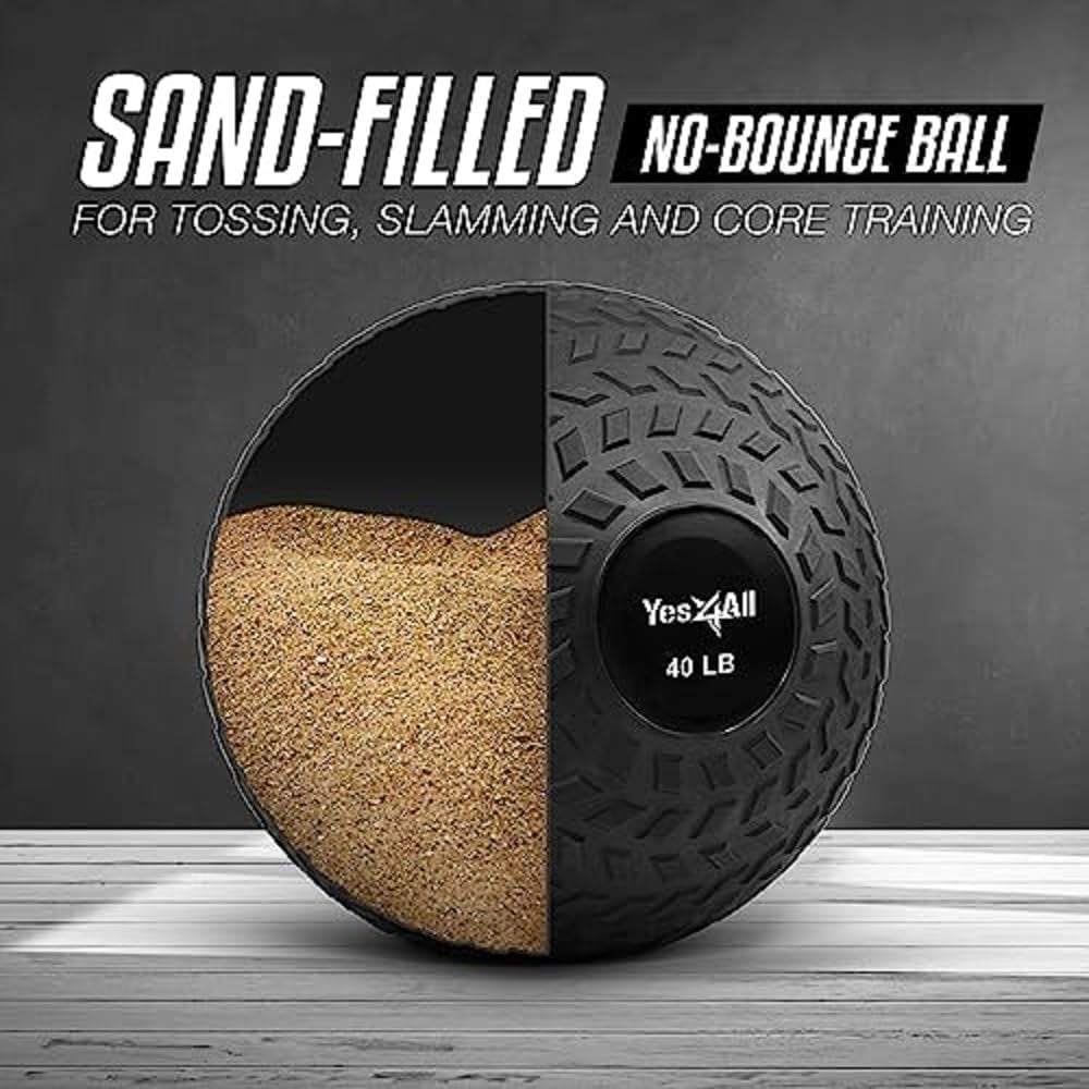 Slam Balls, 10-40Lb Weighted Ball Weight, Durable PVC Sand Filled Workout Dynamic Slam Ball for Core Strengthen
