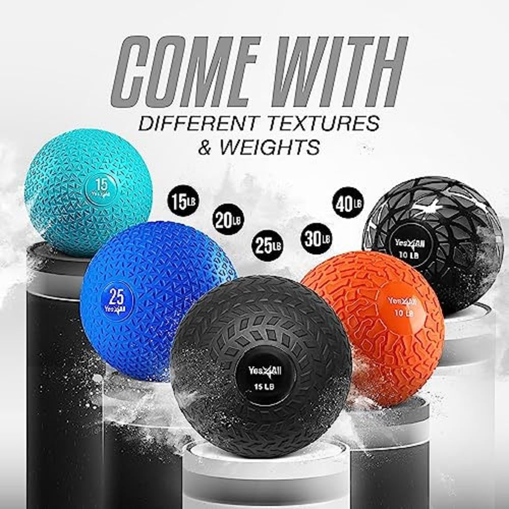 Slam Balls, 10-40Lb Weighted Ball Weight, Durable PVC Sand Filled Workout Dynamic Slam Ball for Core Strengthen