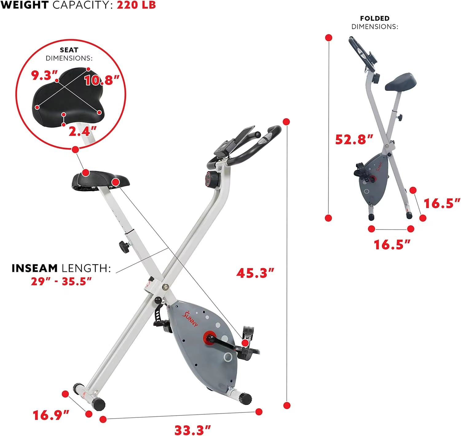 Exercise Bike W/Pulse Sensors & Adjustable Cushion Seat, Home Cardio Training Machine for Adults/Seniors' Indoor Cycling Workout