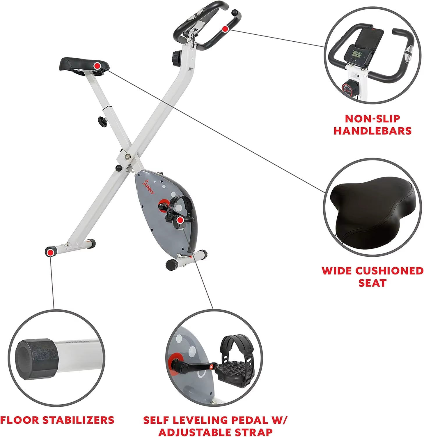 Exercise Bike W/Pulse Sensors & Adjustable Cushion Seat, Home Cardio Training Machine for Adults/Seniors' Indoor Cycling Workout
